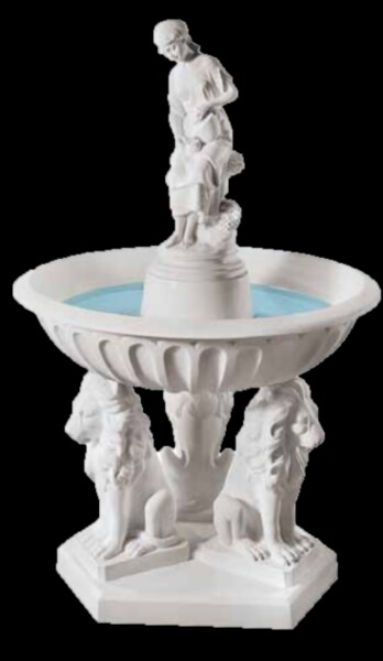 Three Lions with Maiden Water Fountain Bonded Italian Marble
